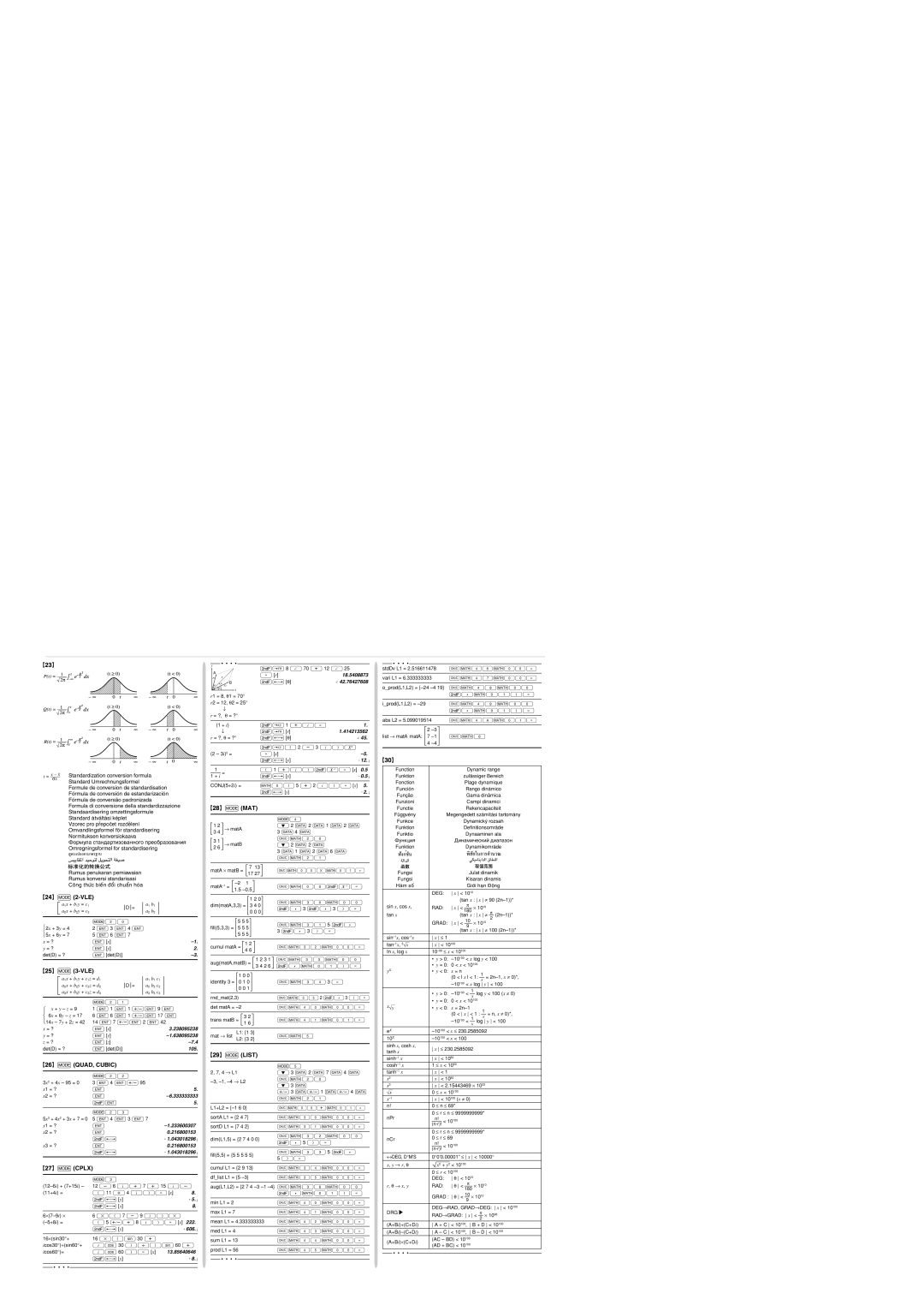 Sharp EL-506W specifications M2-VLE, M3-VLE, MQUAD, Cubic, Mmat, Mlist, Mcplx 