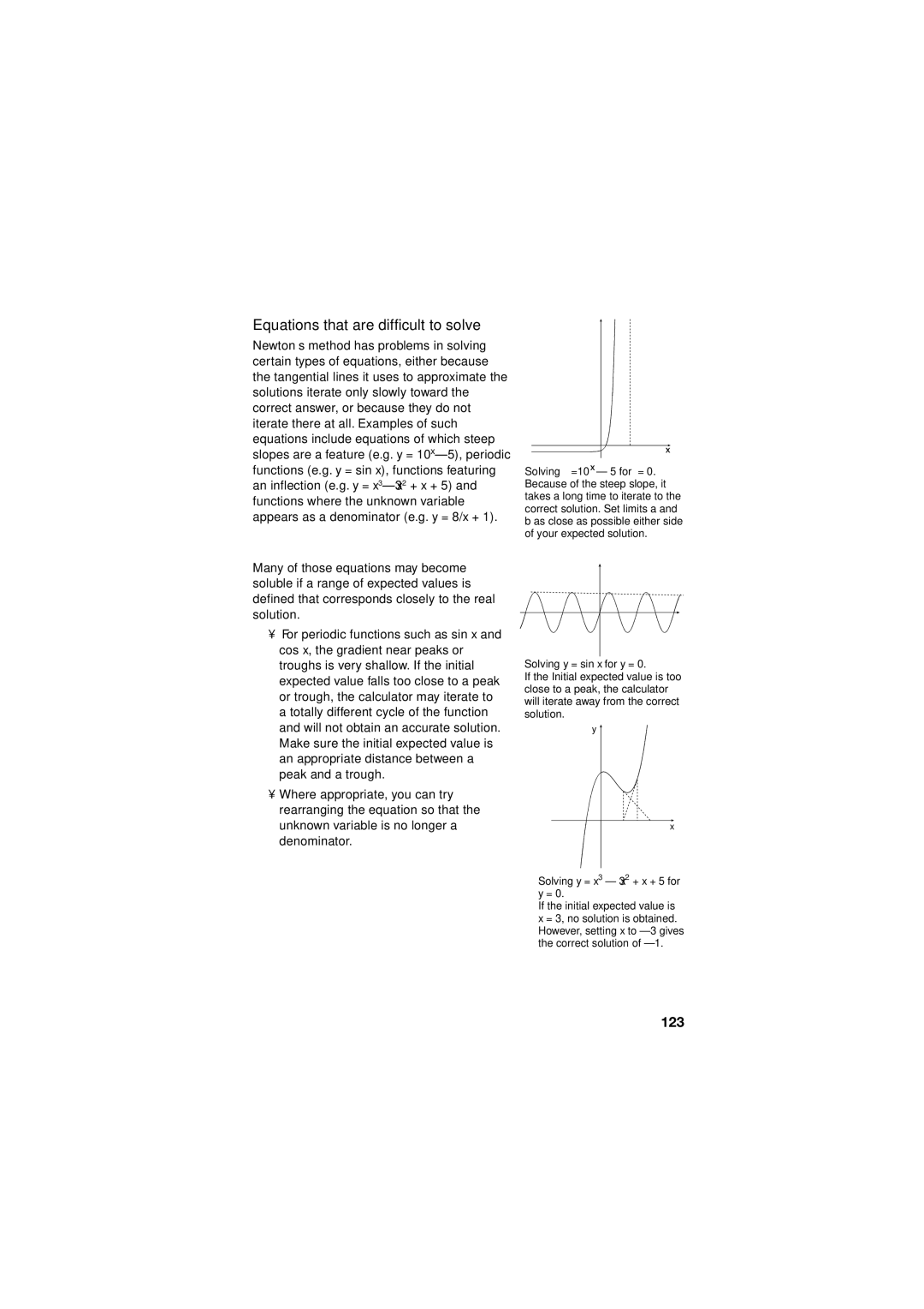 Sharp EL-5230, EL-5250 operation manual Equations that are difficult to solve 