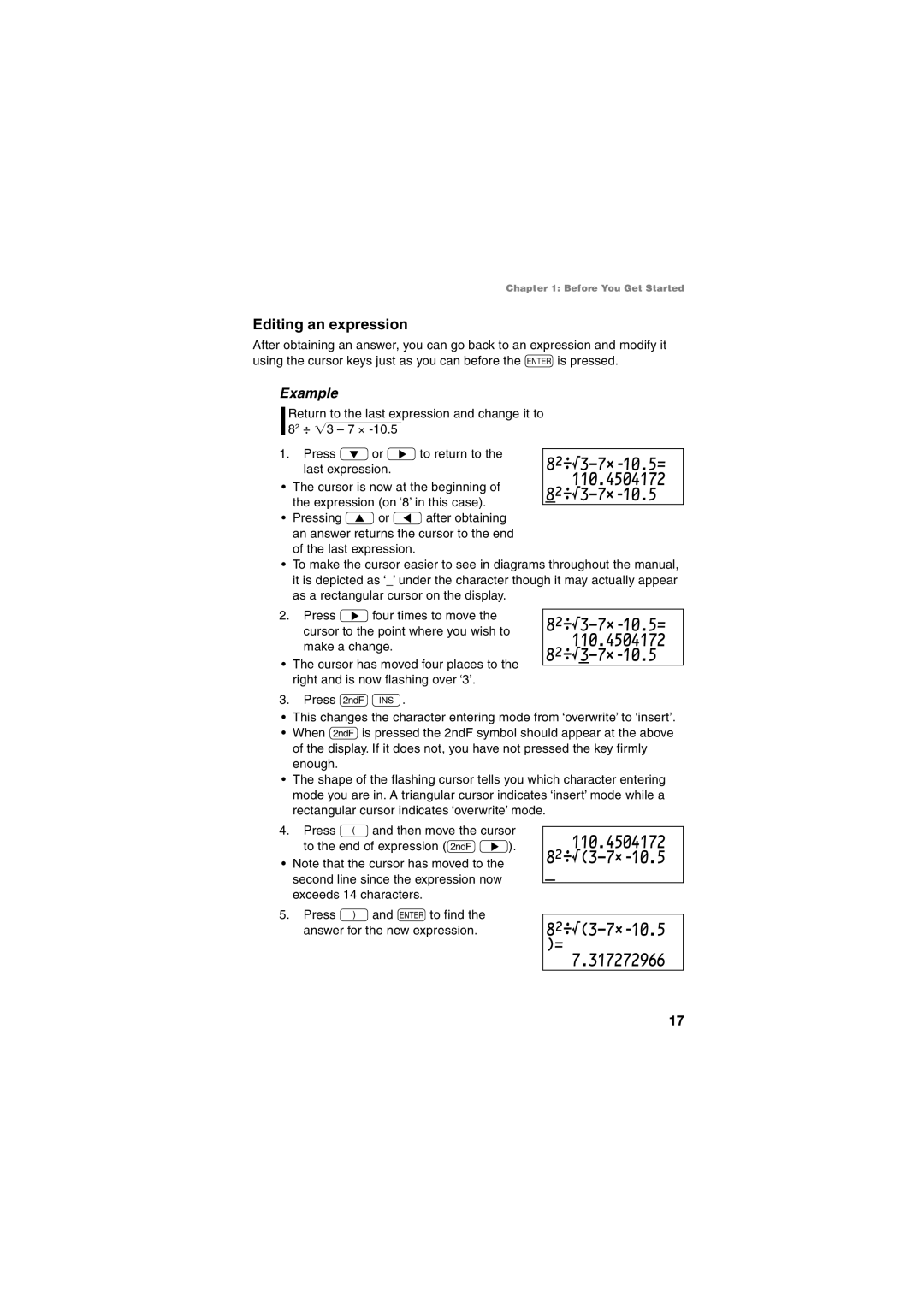 Sharp EL-5230, EL-5250 operation manual 110.4504172, Editing an expression 