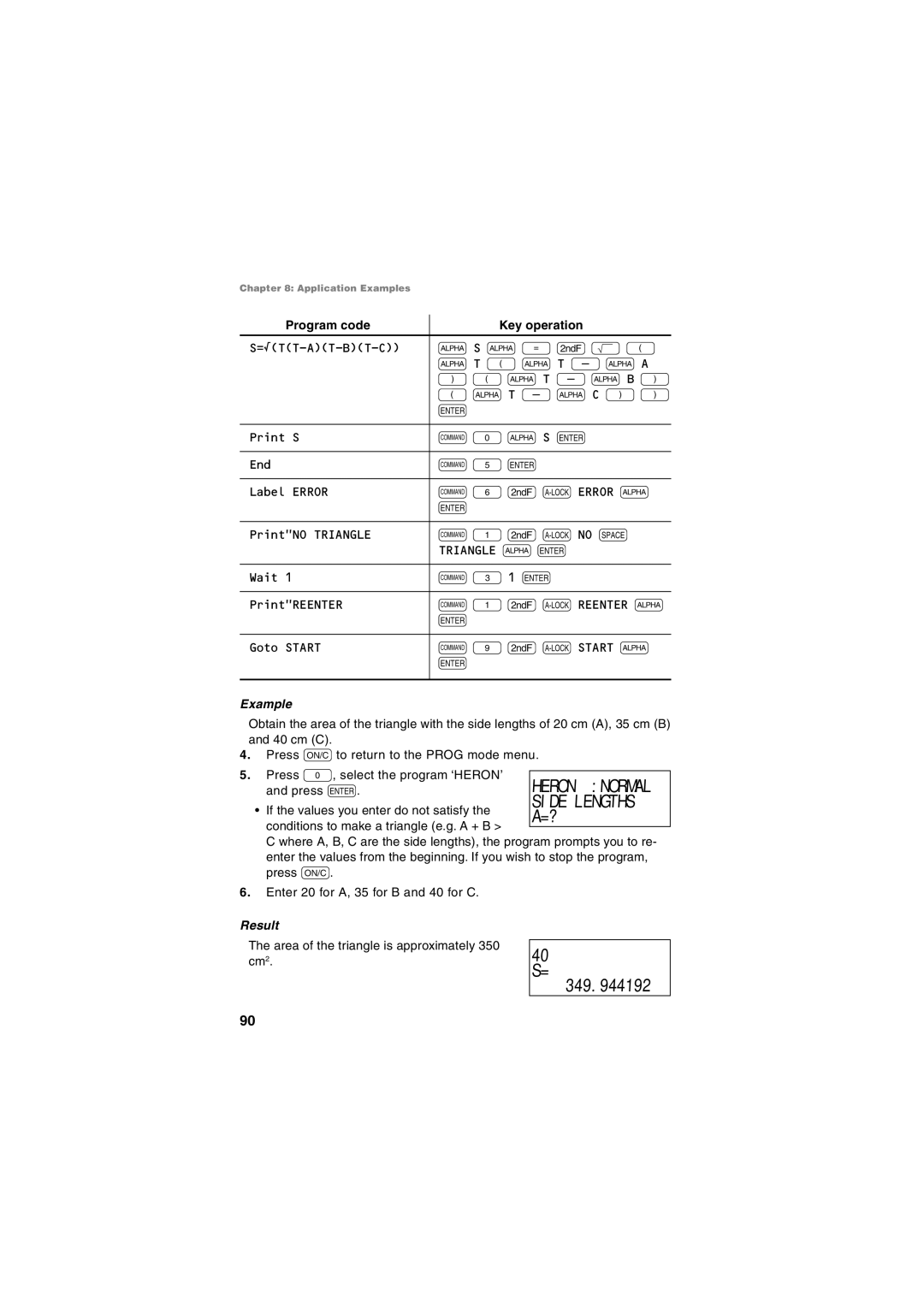 Sharp EL-5250, EL-5230 operation manual Program code Key operation, Example 