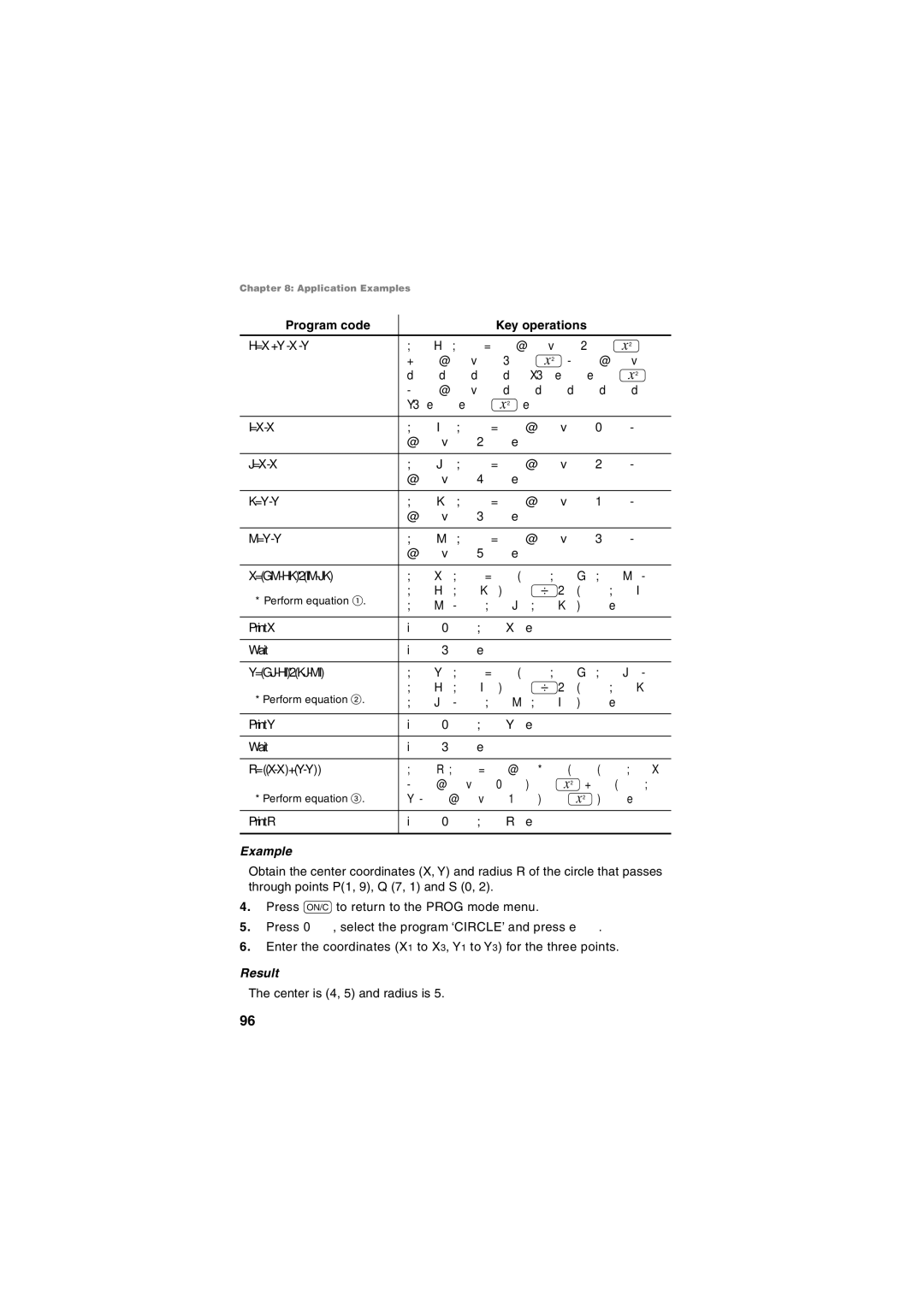 Sharp EL-5250, EL-5230 operation manual Center is 4, 5 and radius is 