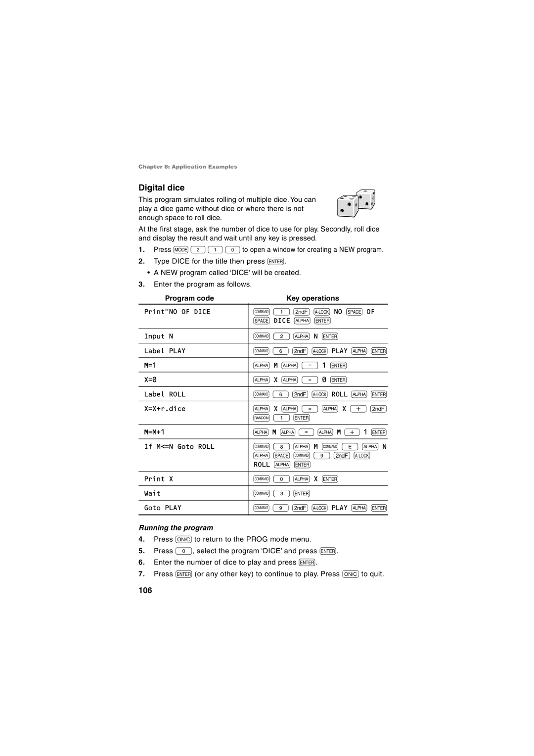 Sharp EL-5250, EL-5230 operation manual Digital dice 