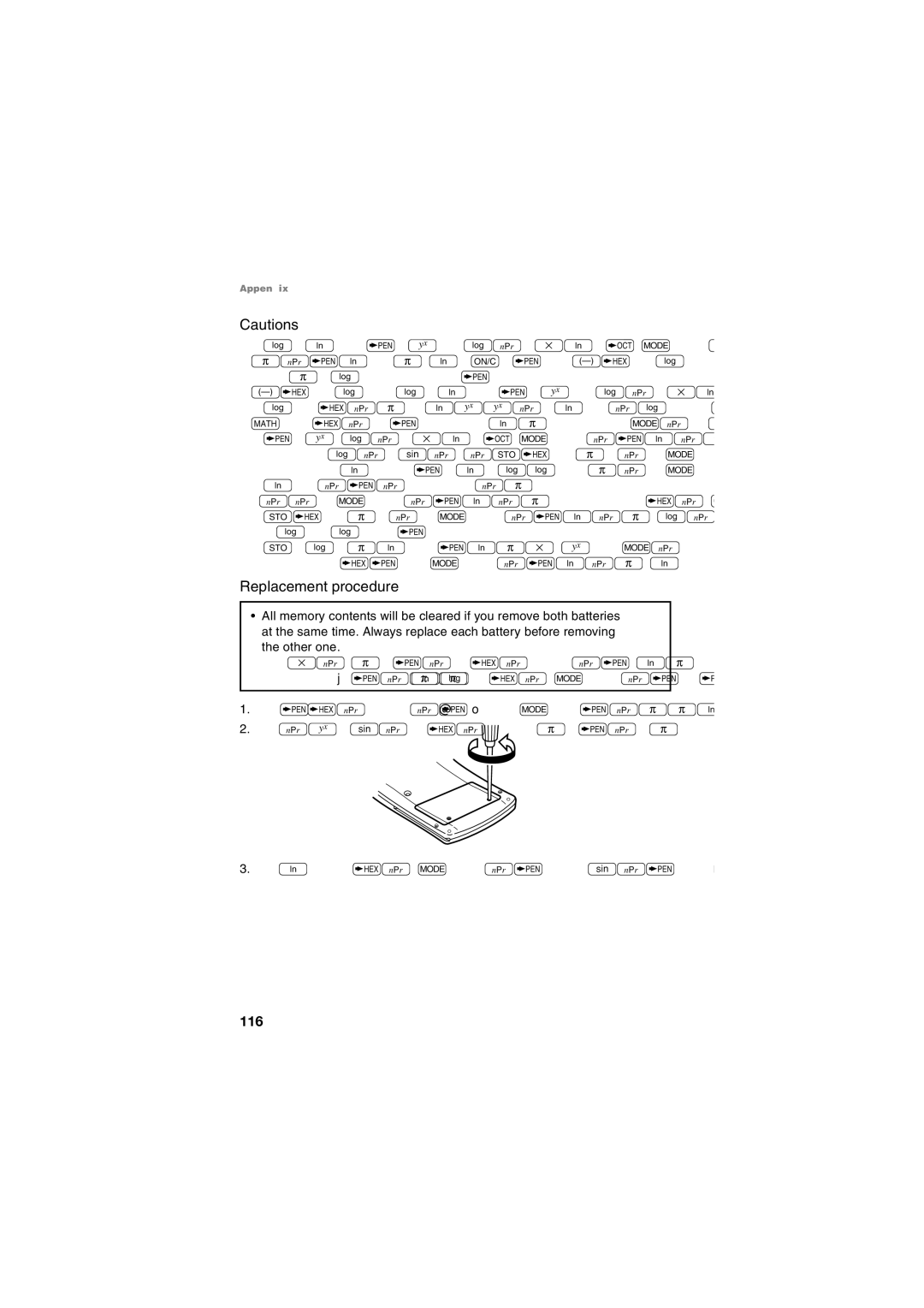 Sharp EL-5250, EL-5230 operation manual Replacement procedure, 116 