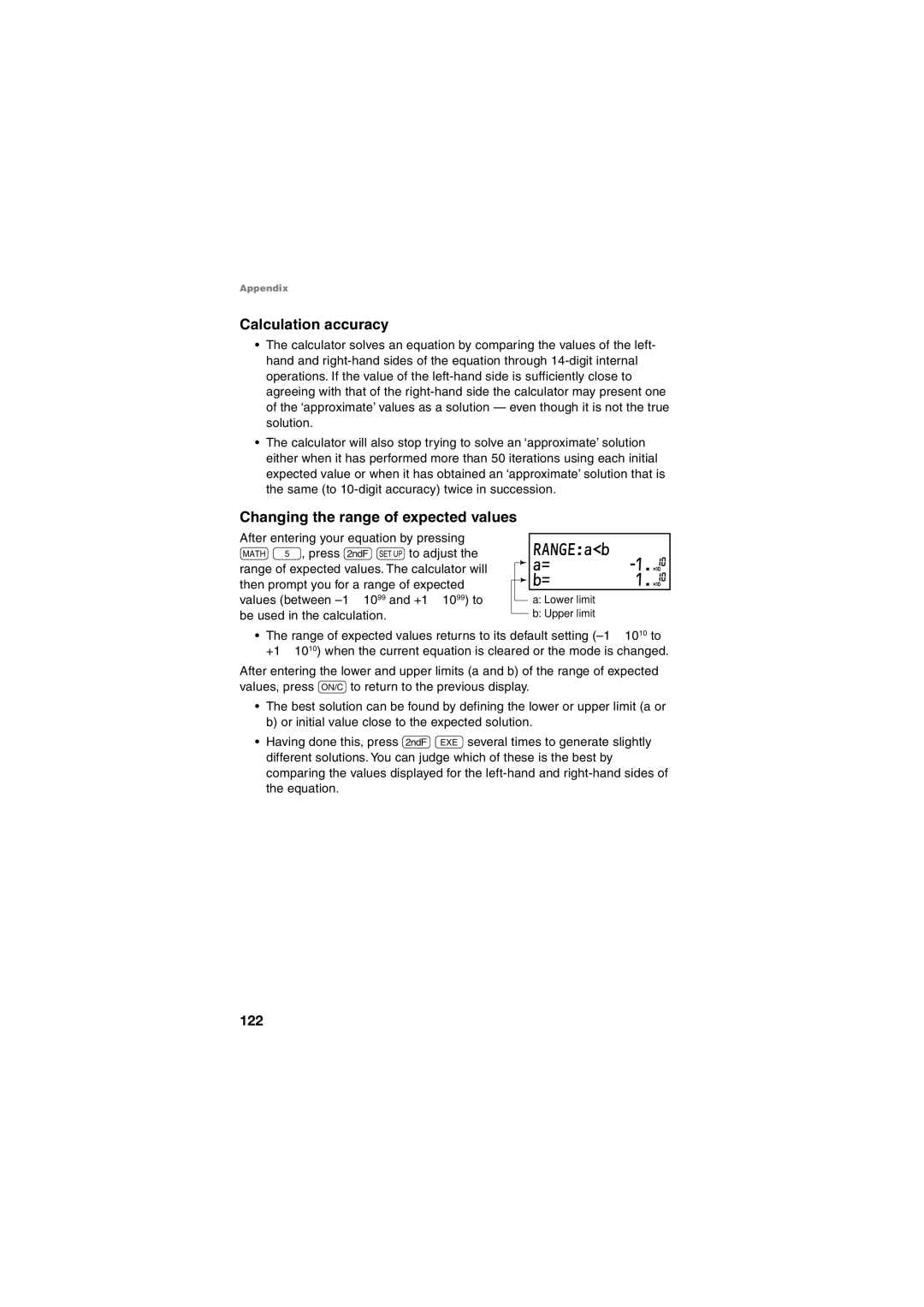 Sharp EL-5250, EL-5230 operation manual Calculation accuracy, Changing the range of expected values 