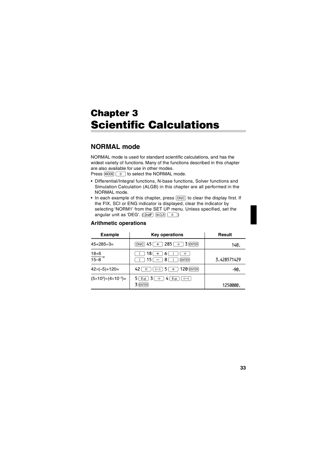 Sharp EL-5230, EL-5250 operation manual Scientific Calculations, Normal mode, Arithmetic operations 