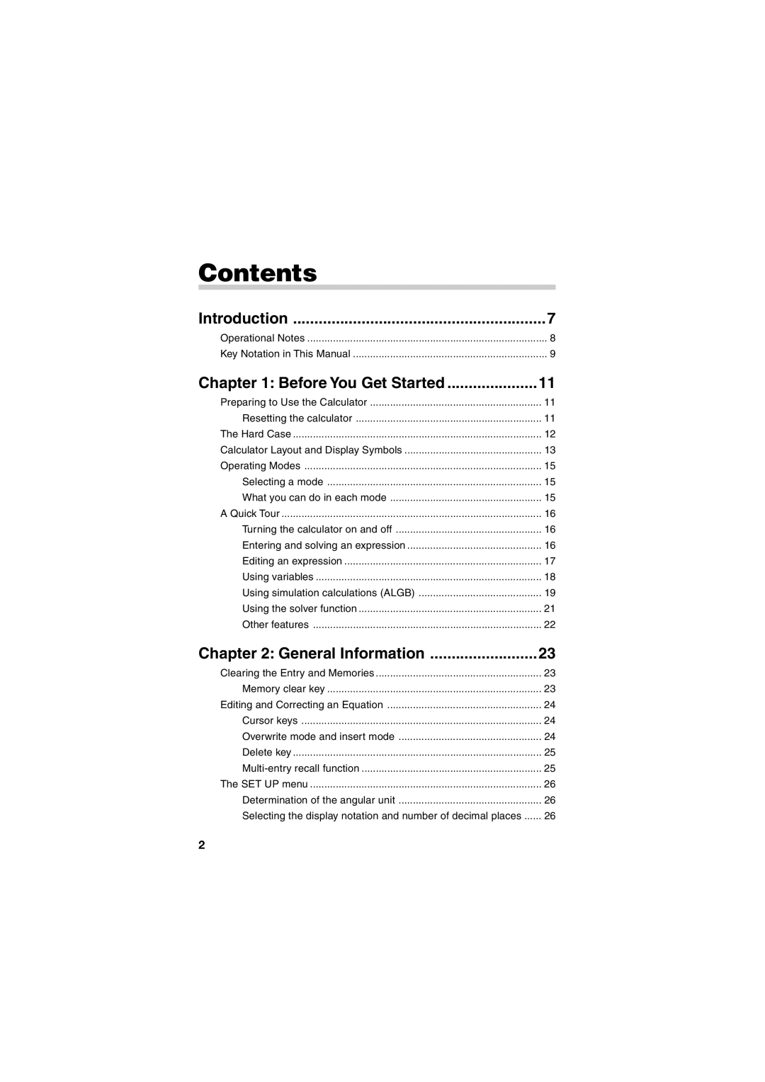 Sharp EL-5250, EL-5230 operation manual Contents 