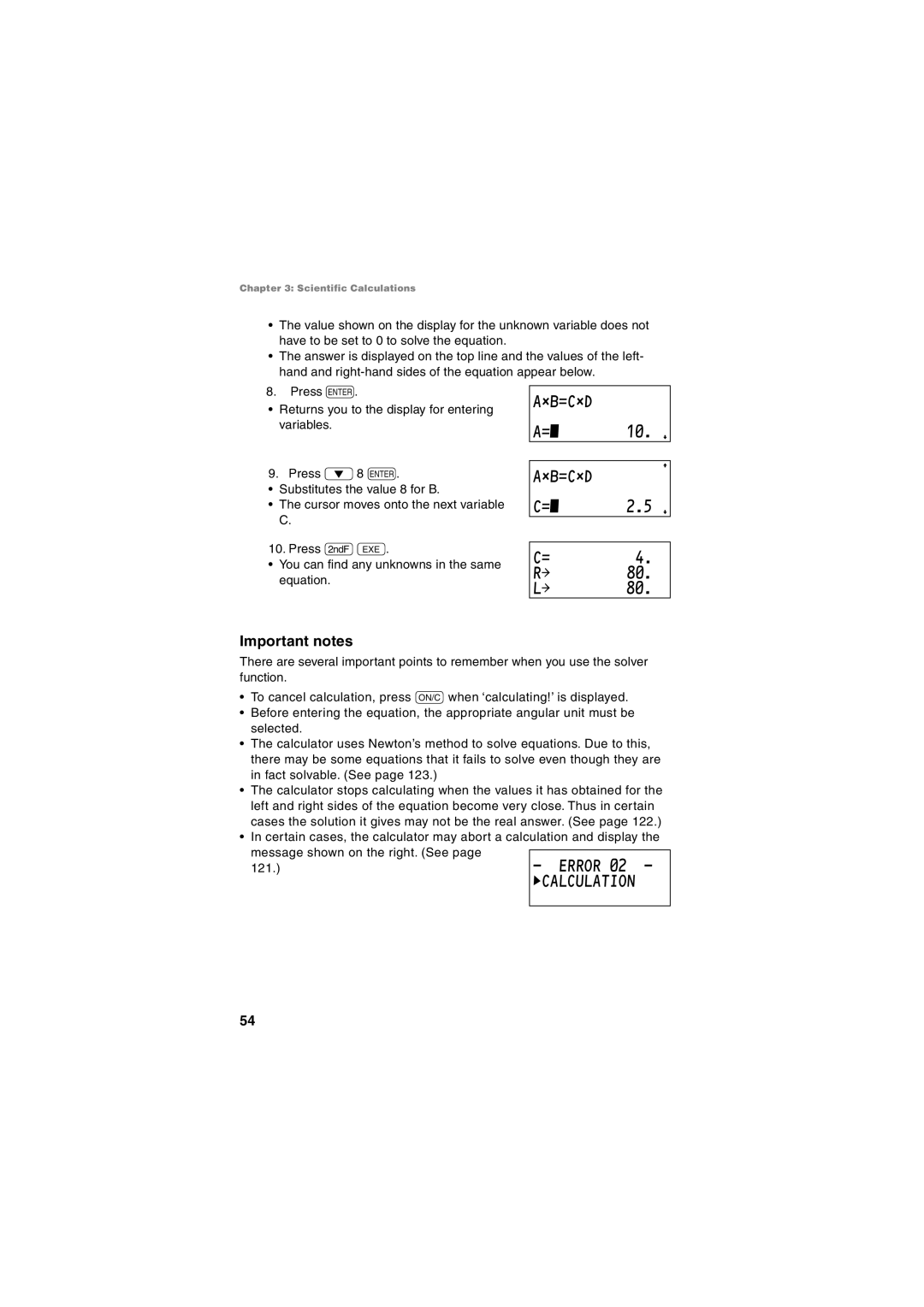 Sharp EL-5250, EL-5230 operation manual Error, Important notes 