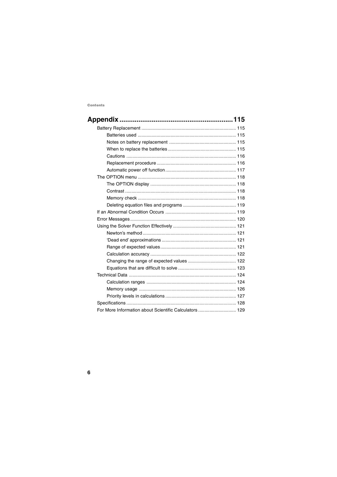 Sharp EL-5250, EL-5230 operation manual Appendix, 115 