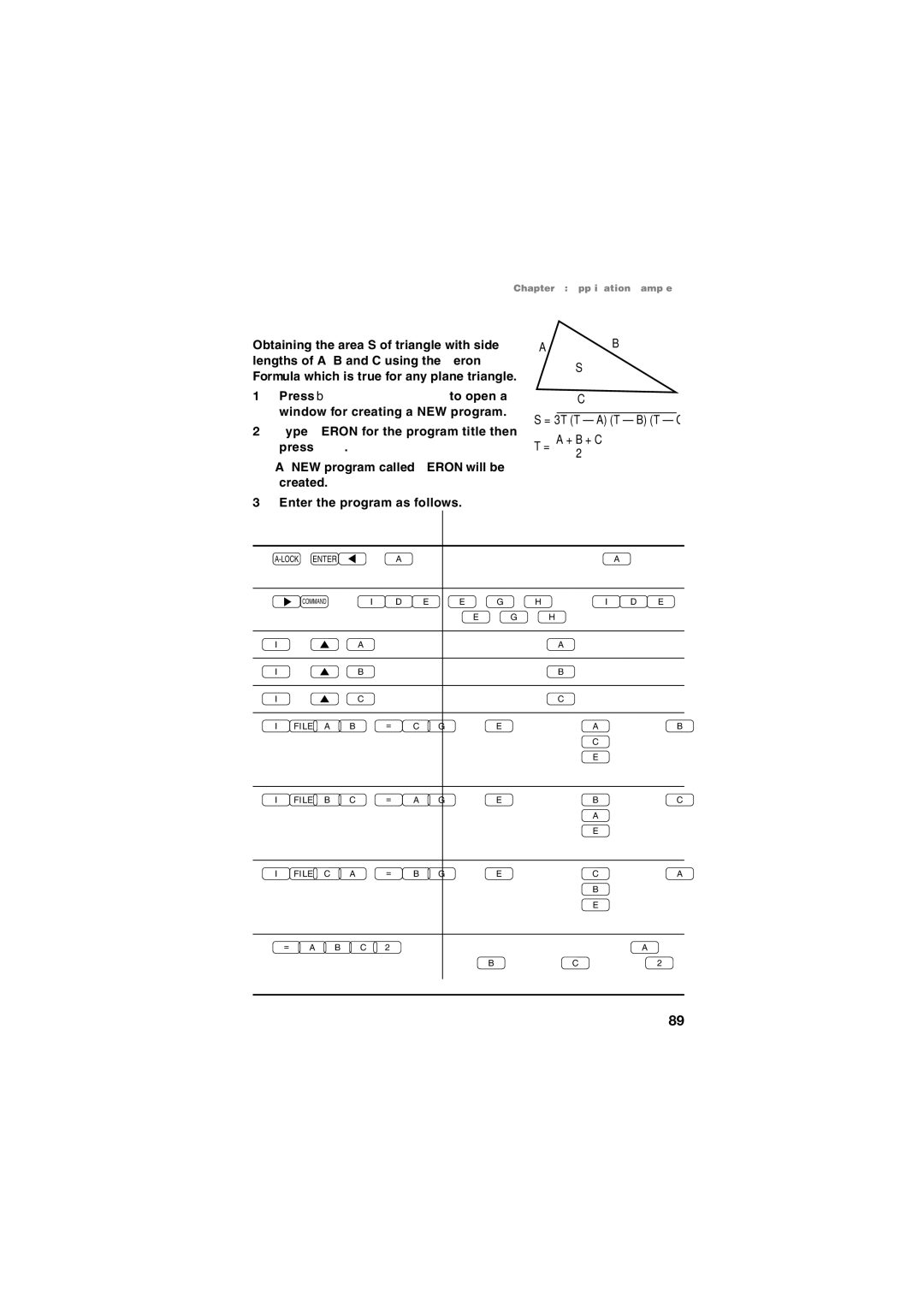 Sharp EL-5230, EL-5250 operation manual Heron Formula 