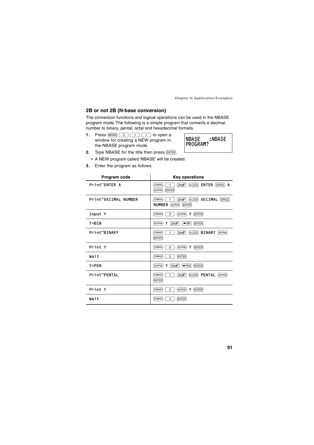 Sharp EL-5230, EL-5250 operation manual Nbase Nbase PROGRAM?, 2B or not 2B N-base conversion 