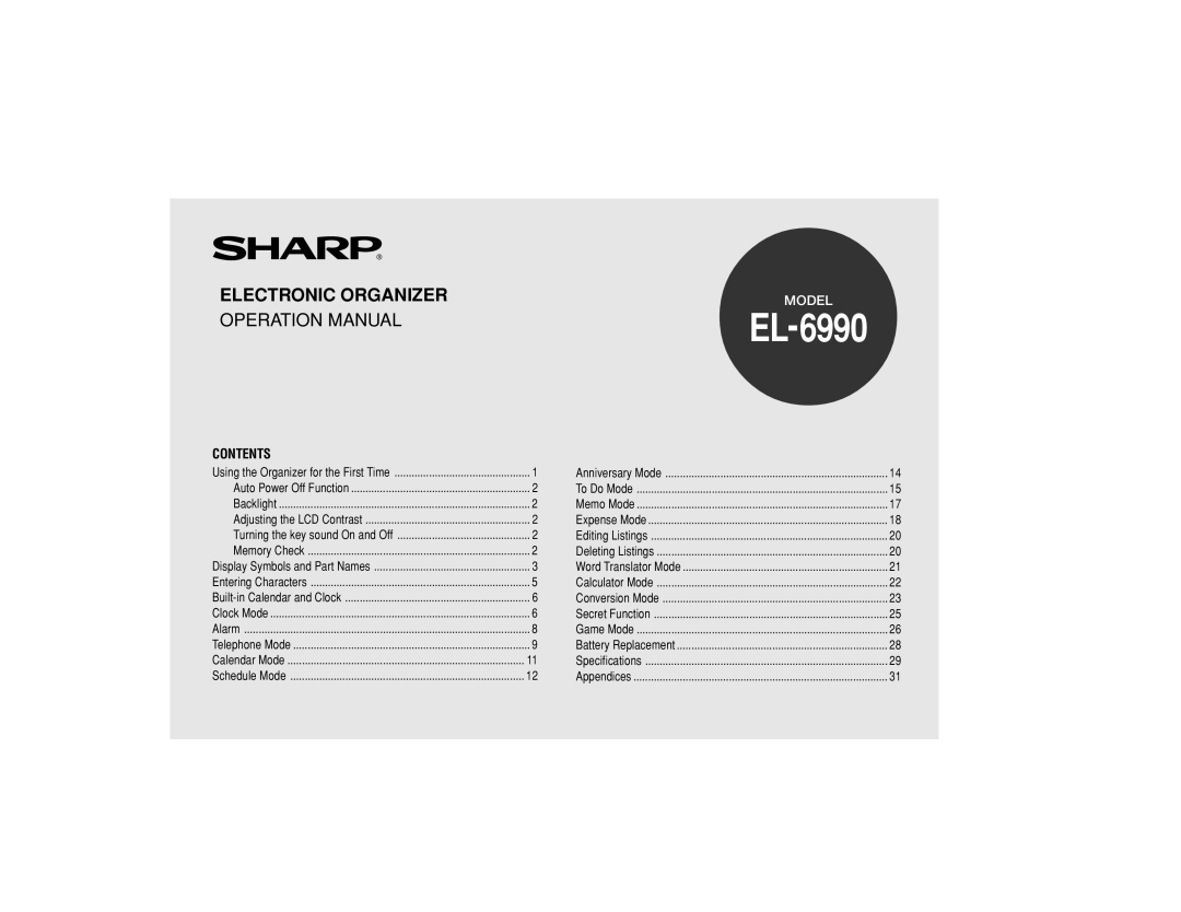 Sharp EL-6990 operation manual 