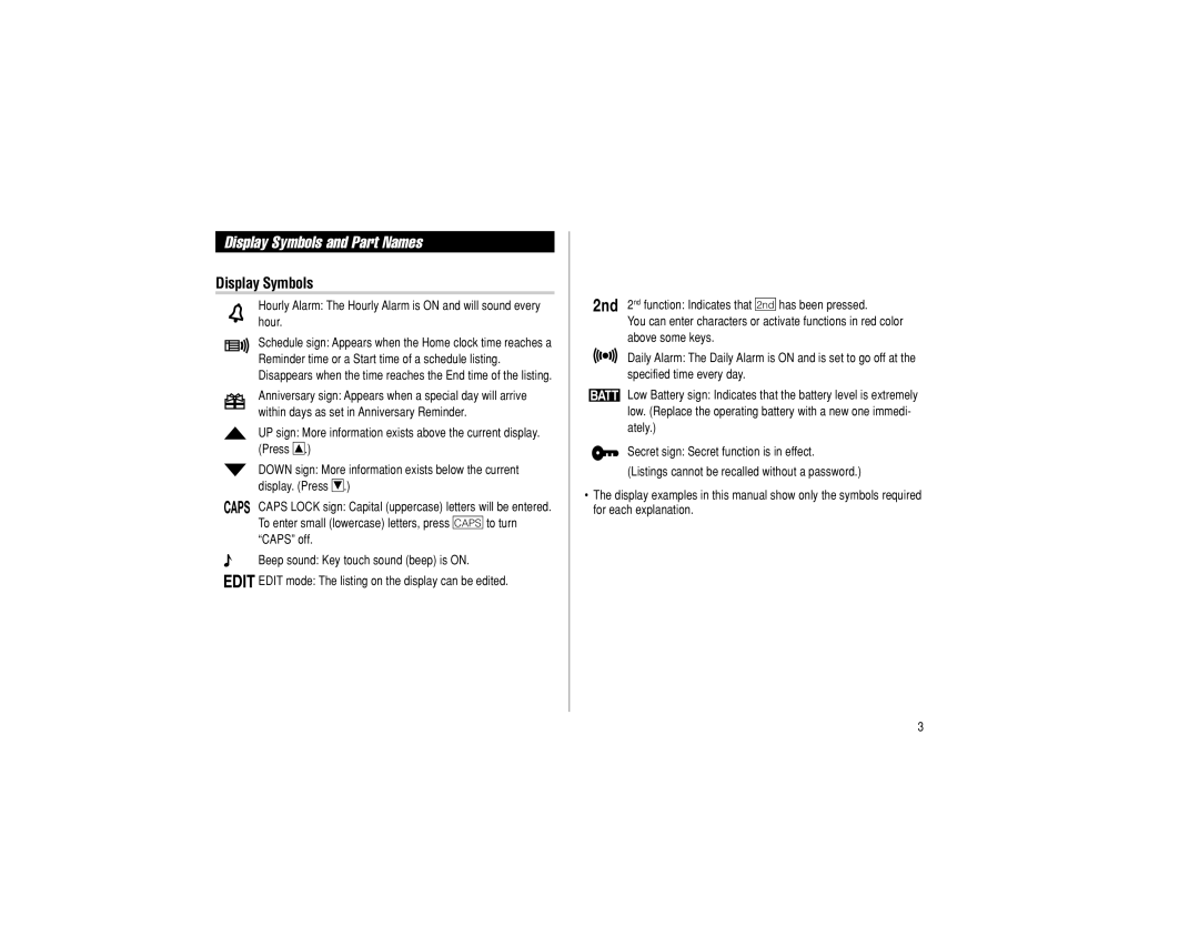 Sharp EL-6990 operation manual Display Symbols and Part Names 