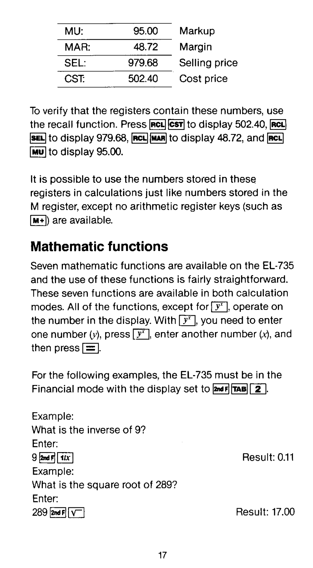 Sharp EL-735 manual 