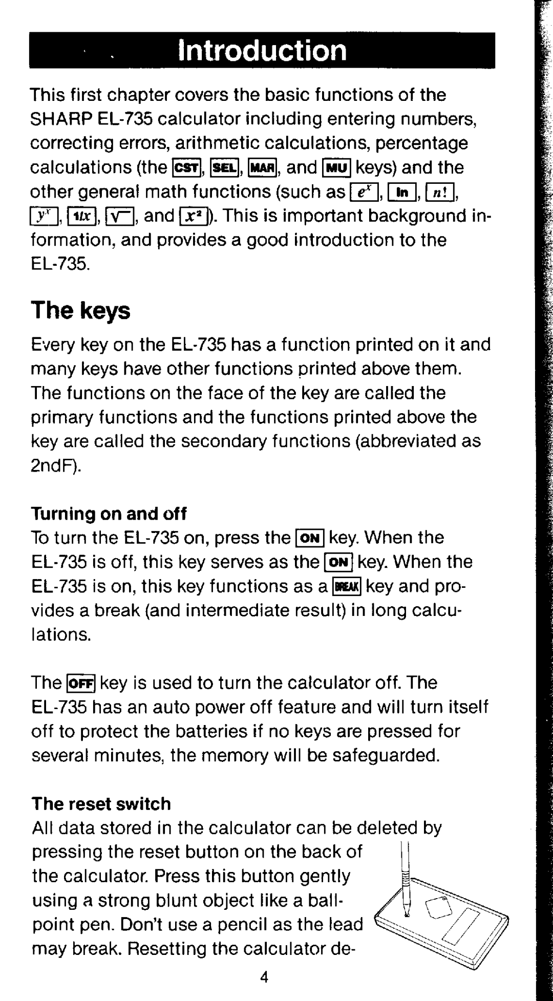 Sharp EL-735 manual 