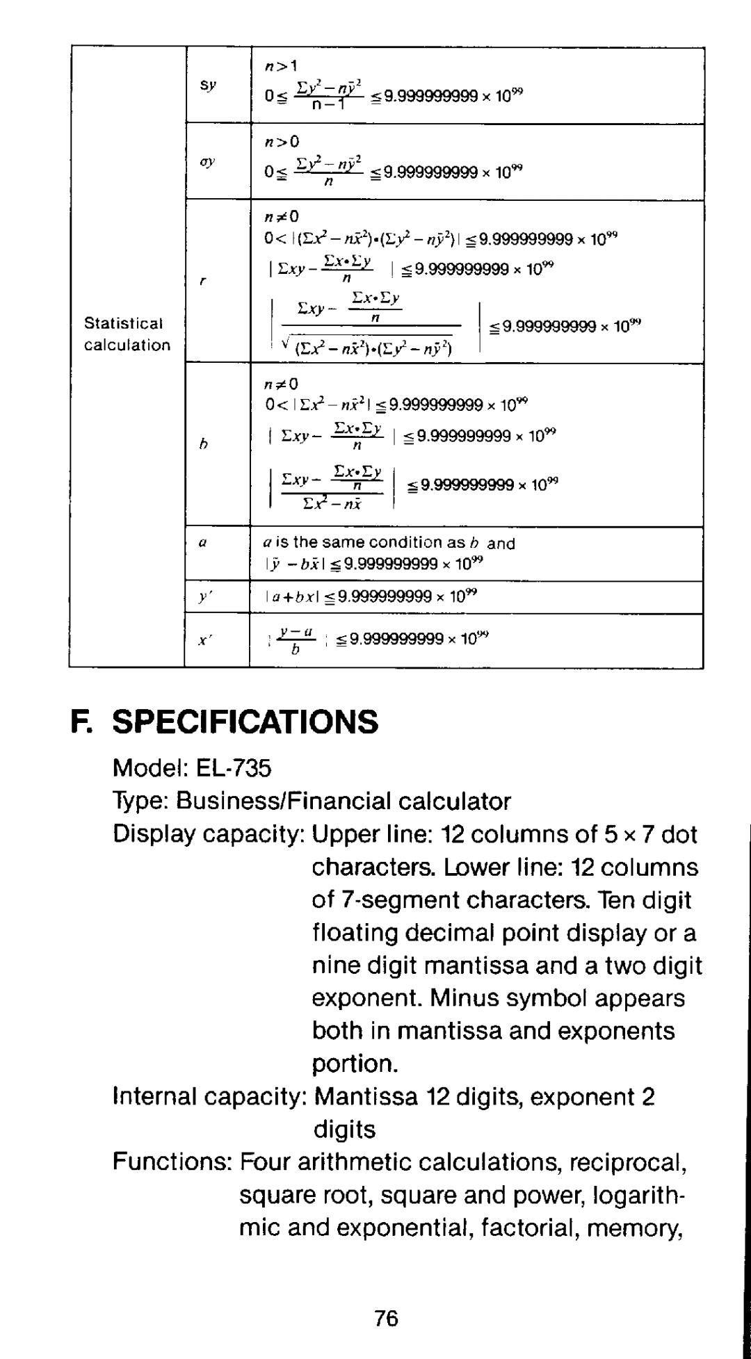 Sharp EL-735 manual 