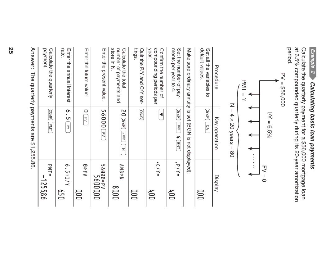 Sharp EL-738 operation manual 400, 8000, 125586, Calculating basic loan payments 