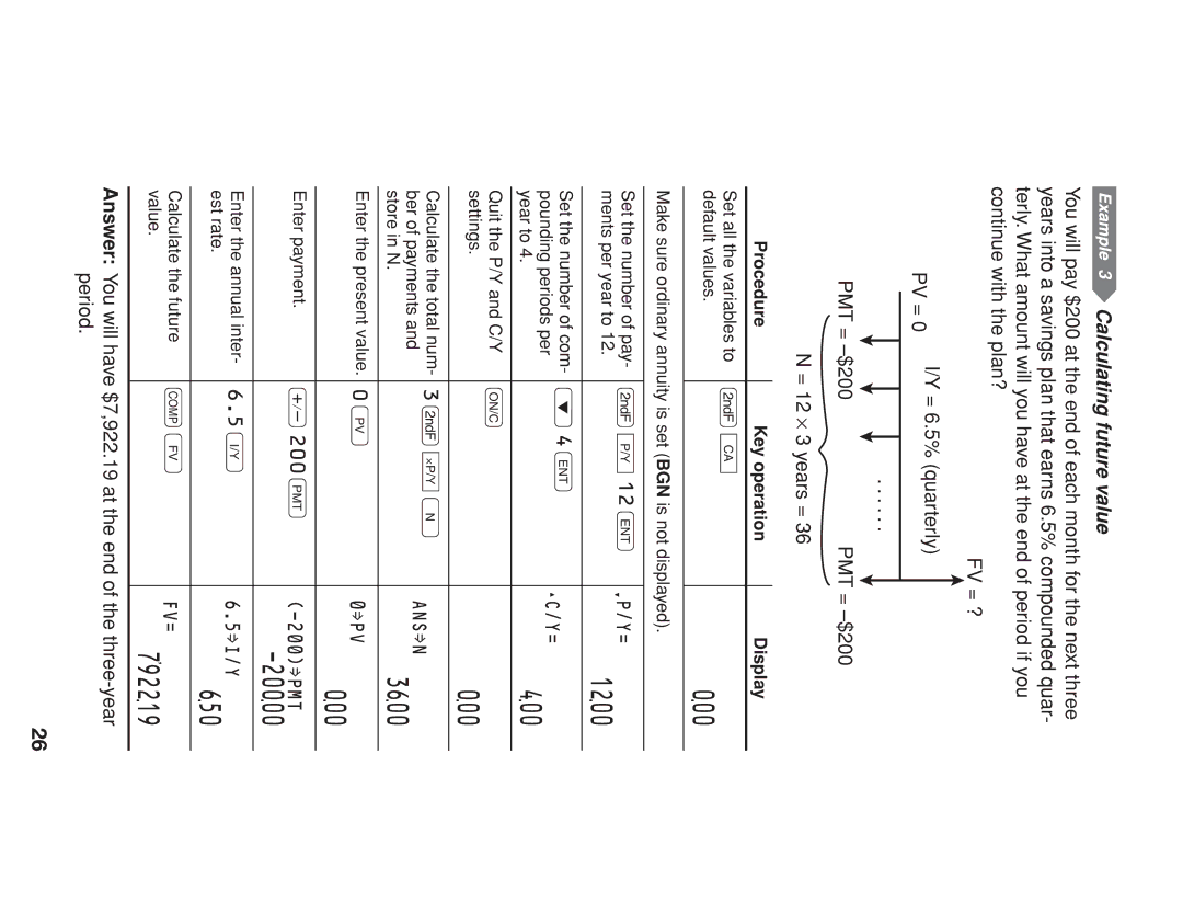 Sharp EL-738 operation manual 3600, 20000, Fv=, Calculating future value 