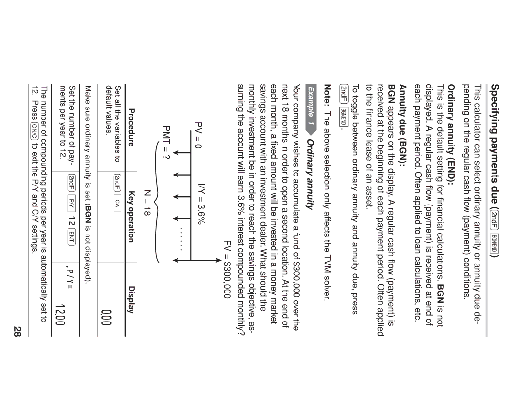 Sharp EL-738 operation manual Specifying payments due, Ordinary annuity END, Annuity due BGN 