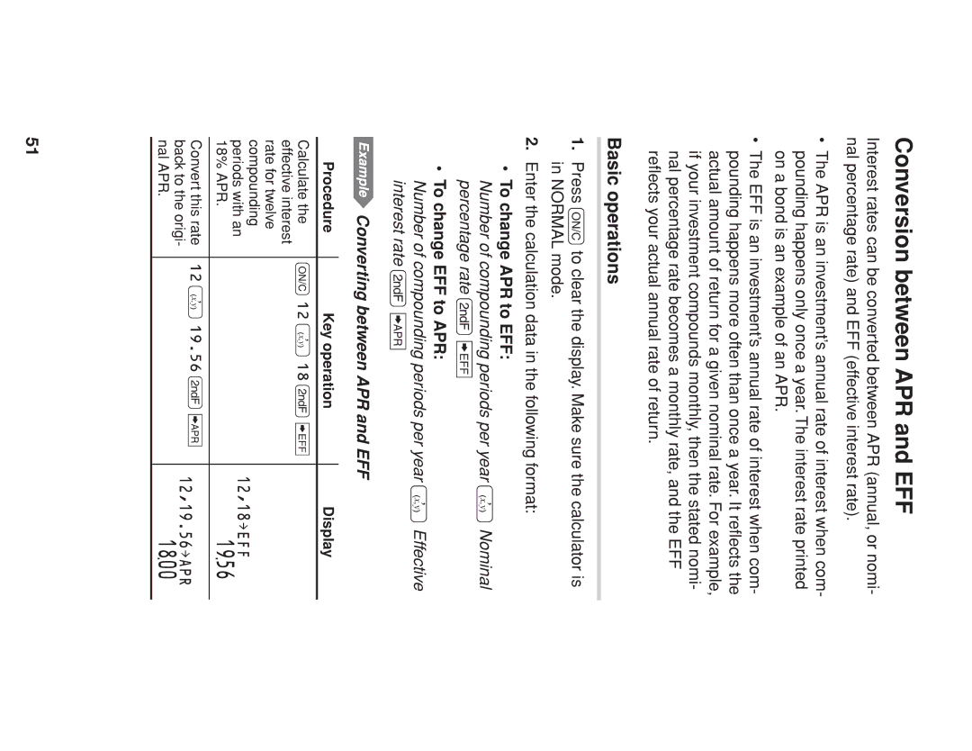 Sharp EL-738 operation manual 1956, Conversion between APR and EFF, To change APR to EFF, To change EFF to APR 