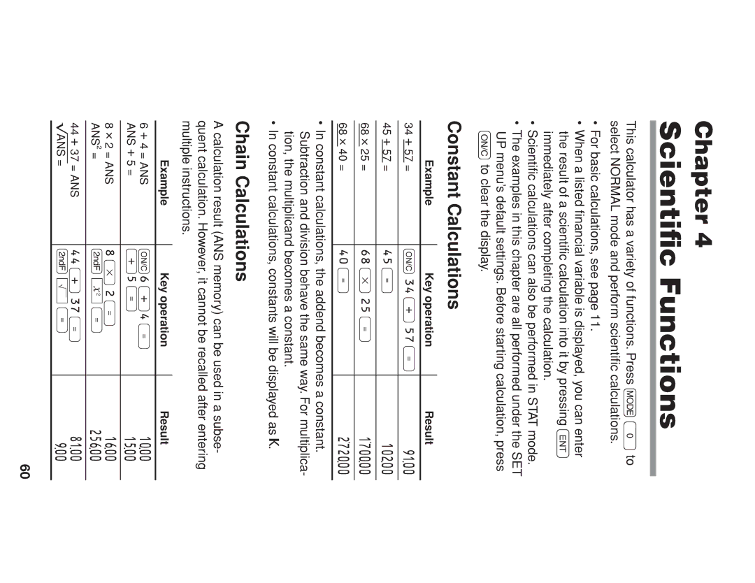 Sharp EL-738 operation manual Constant Calculations, Chain Calculations 