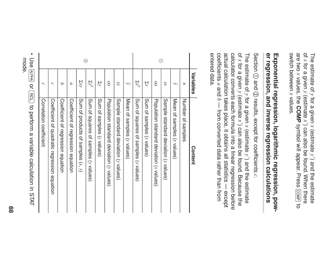 Sharp EL-738 operation manual Variables Content 