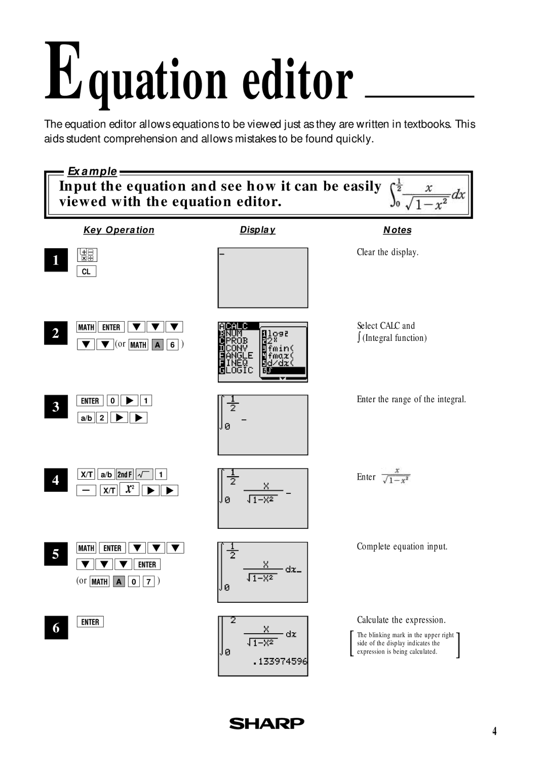 Sharp EL-9400, EL-9450 manual Equation editor 