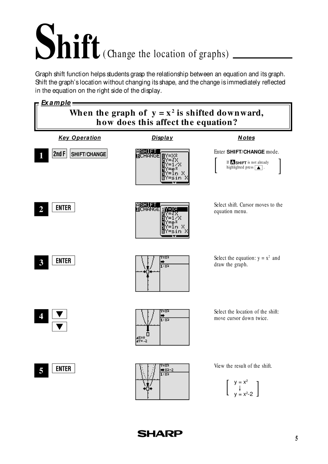 Sharp EL-9450, EL-9400 manual ShiftChange the location of graphs 