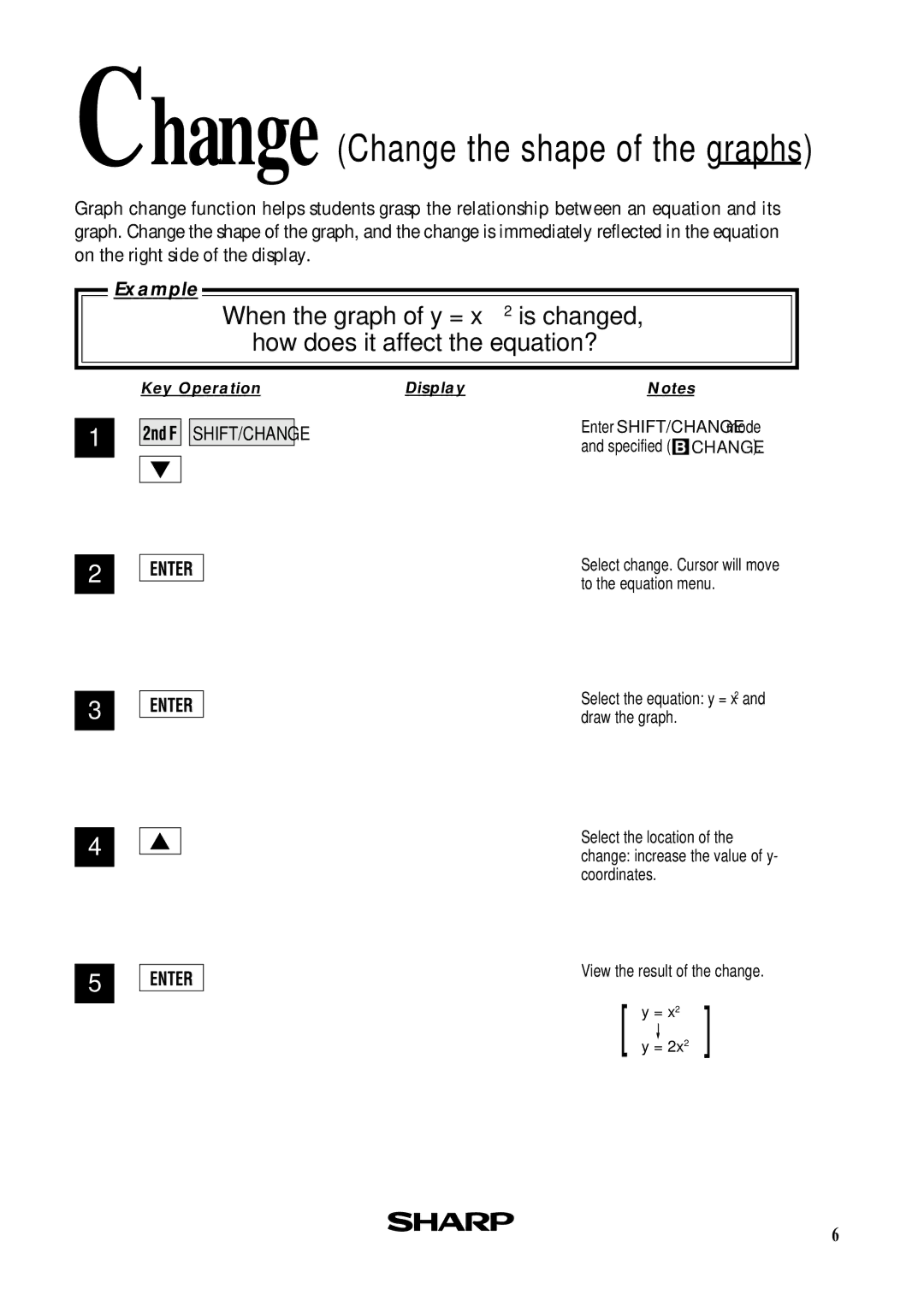 Sharp EL-9400, EL-9450 manual Change Change the shape of the graphs 