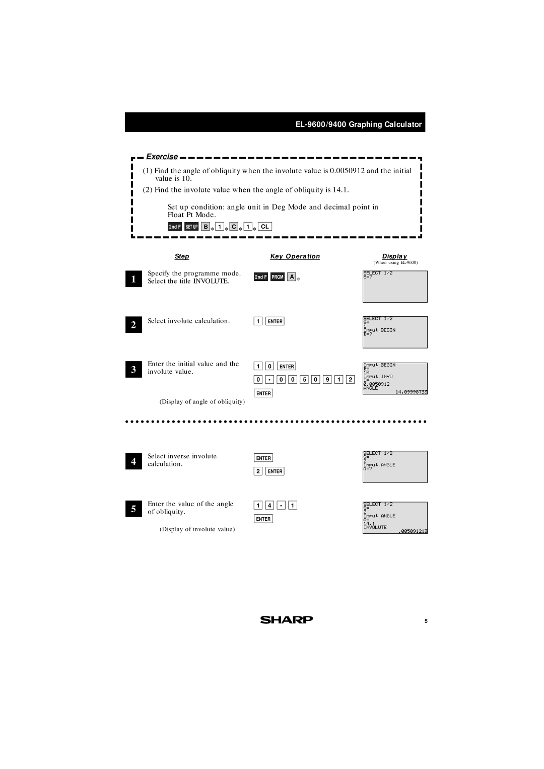 Sharp EL-9400, EL-9600 manual Specify the programme mode 