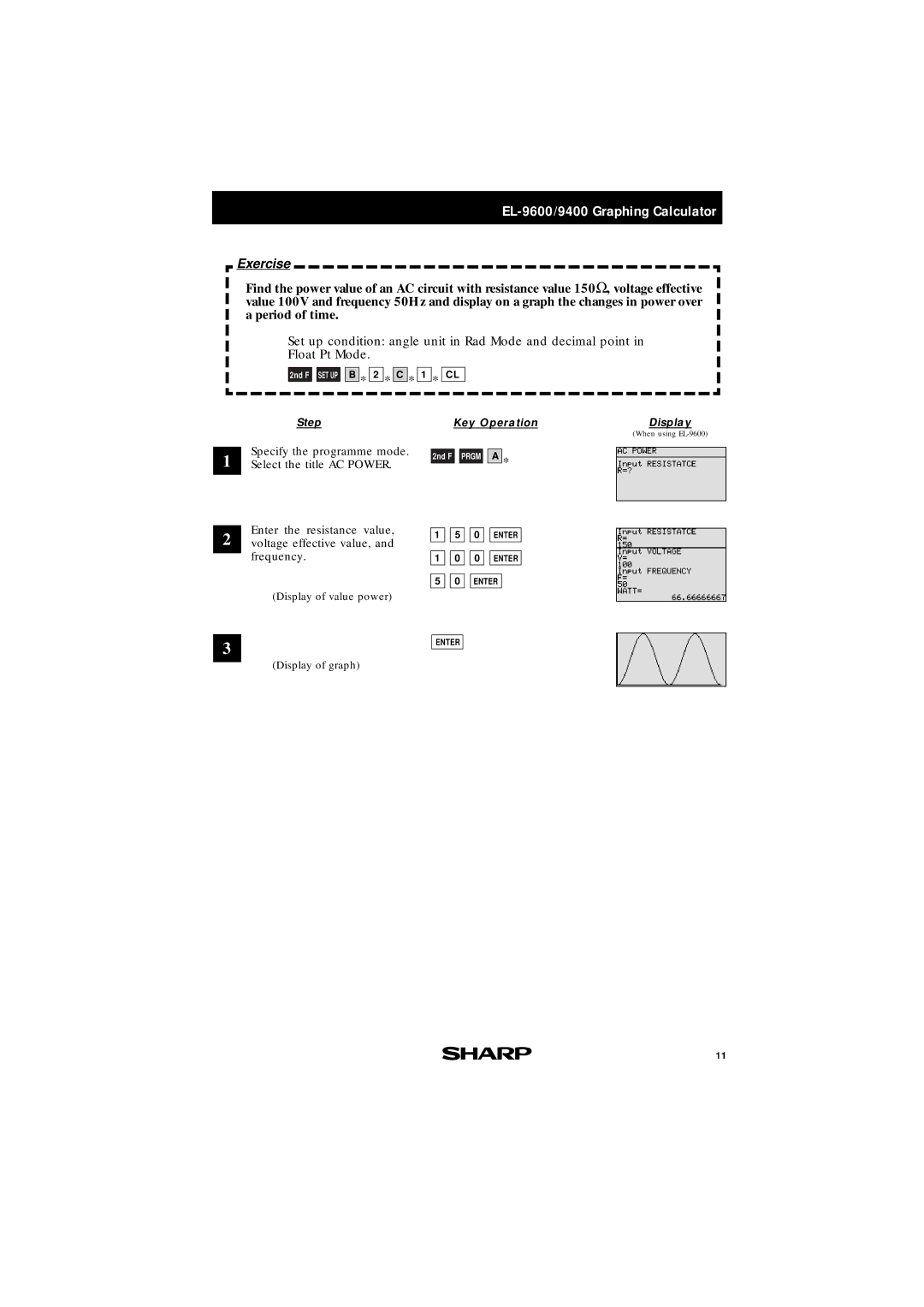 Sharp EL-9400, EL-9600 manual Select the title AC Power 