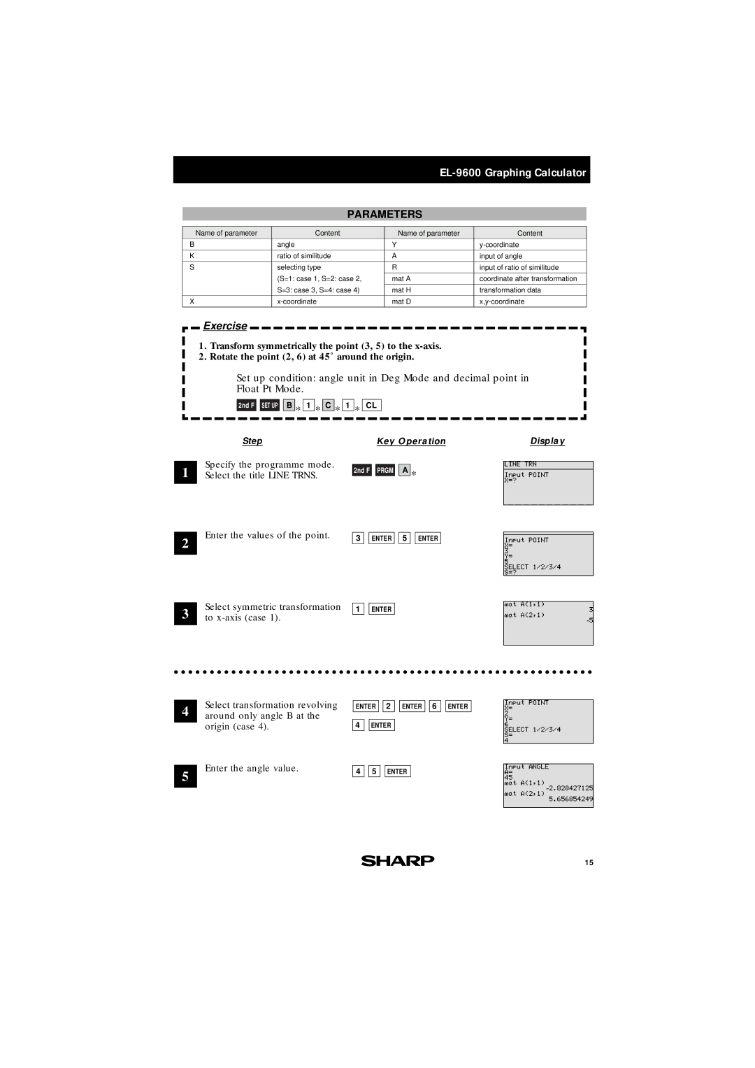 Sharp EL-9400, EL-9600 manual Select the title Line Trns 