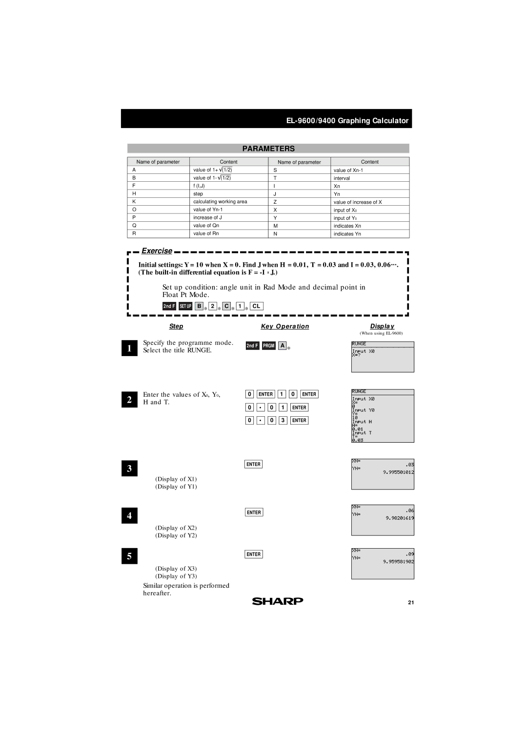 Sharp EL-9400, EL-9600 manual Select the title Runge 