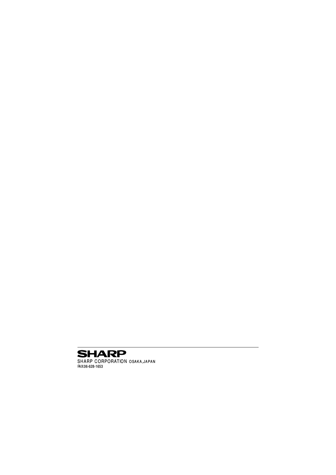 Sharp EL-9400, EL-9600 manual Sharp Corporation Osaka,Japan, FAX06-628-1653 