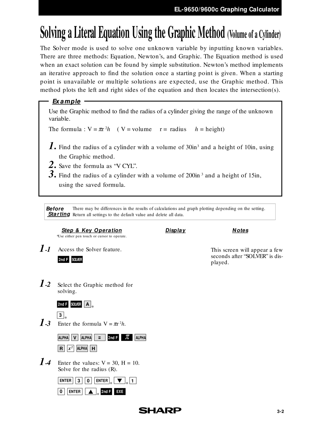 Sharp EL-9400, EL-9600c, EL-9650 manual Access the Solver feature 