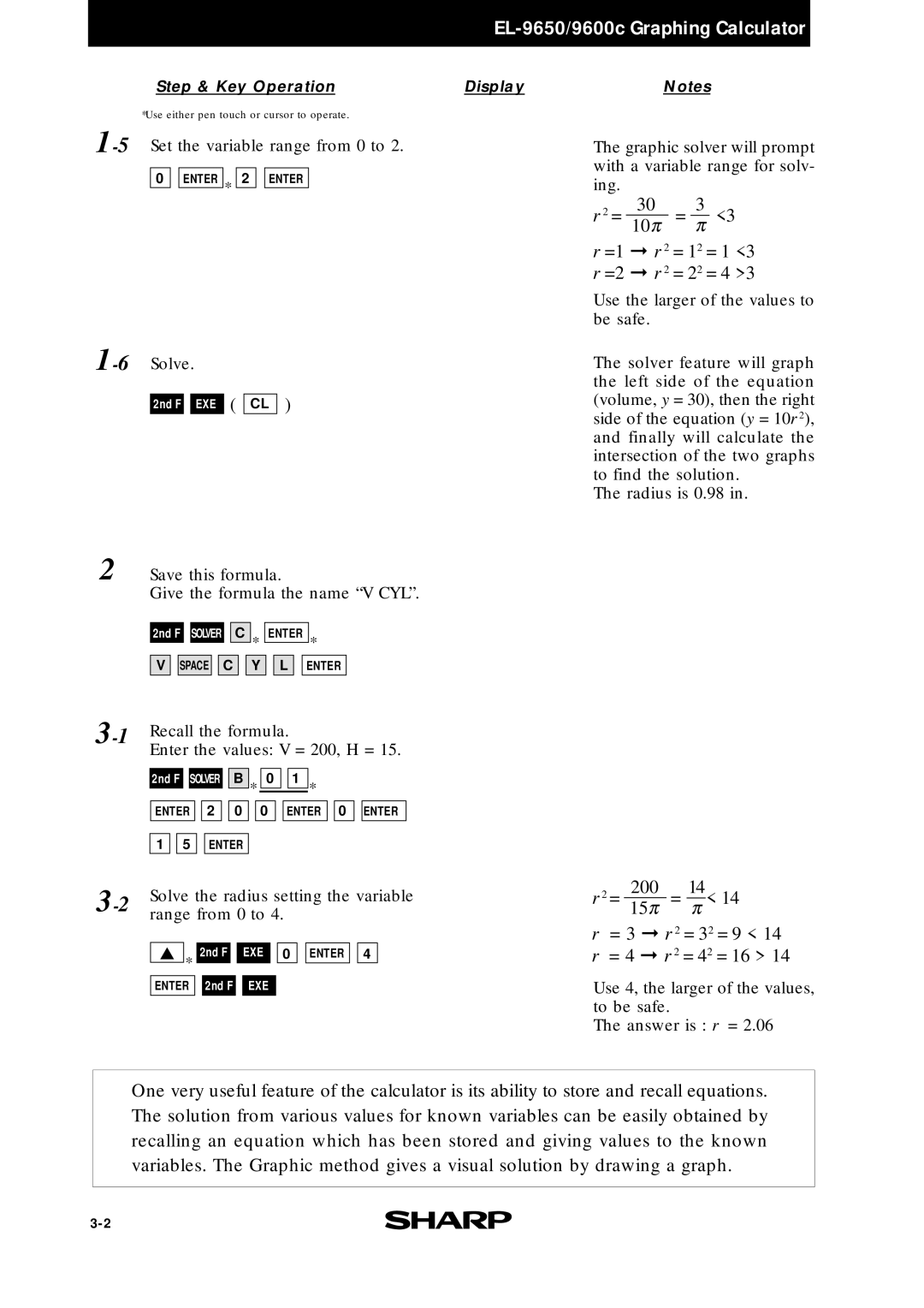 Sharp EL-9600c, EL-9400, EL-9650 manual 10π, 200 15π 