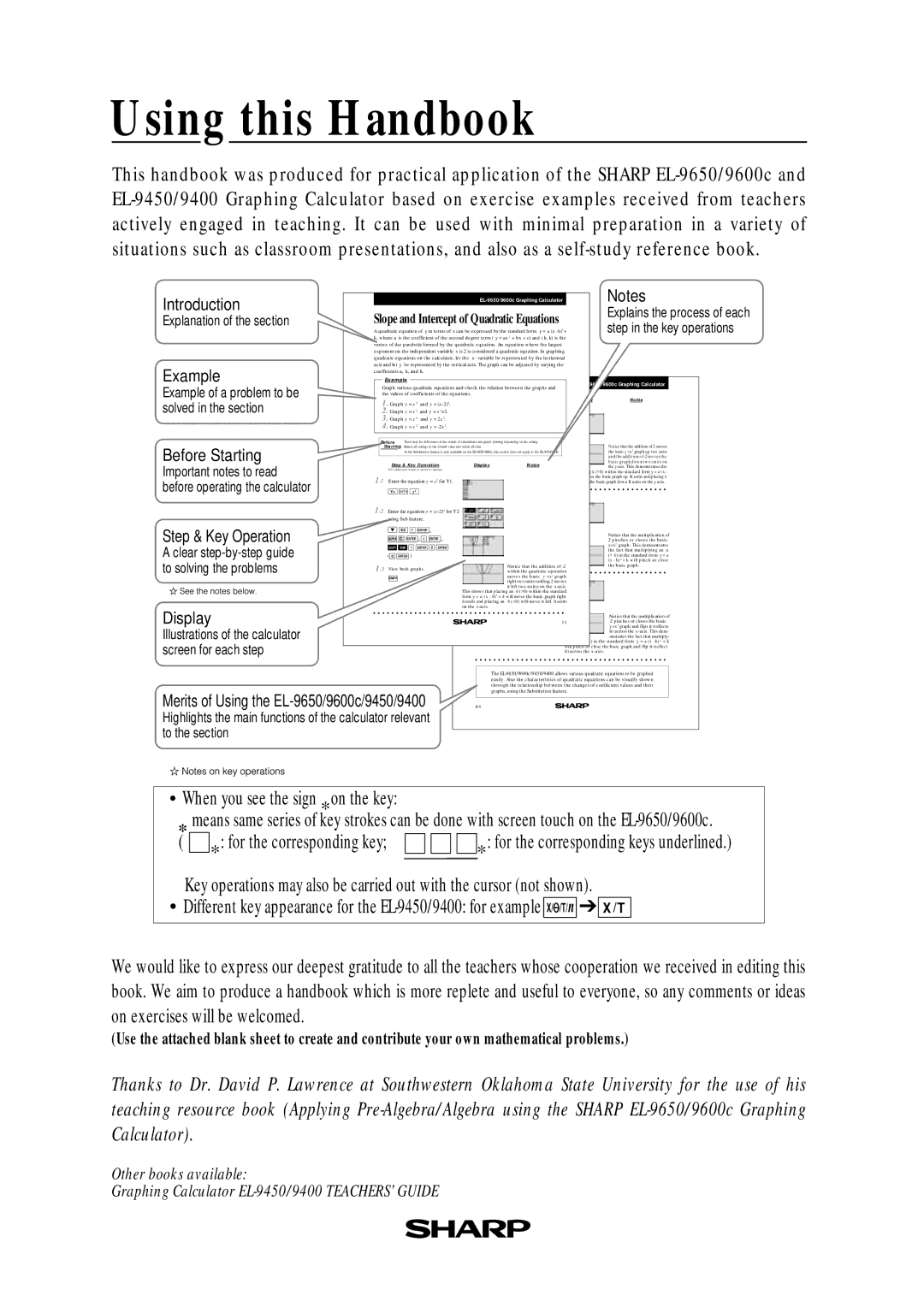 Sharp EL-9600c, EL-9400, EL-9650 manual Using this Handbook, Introduction 