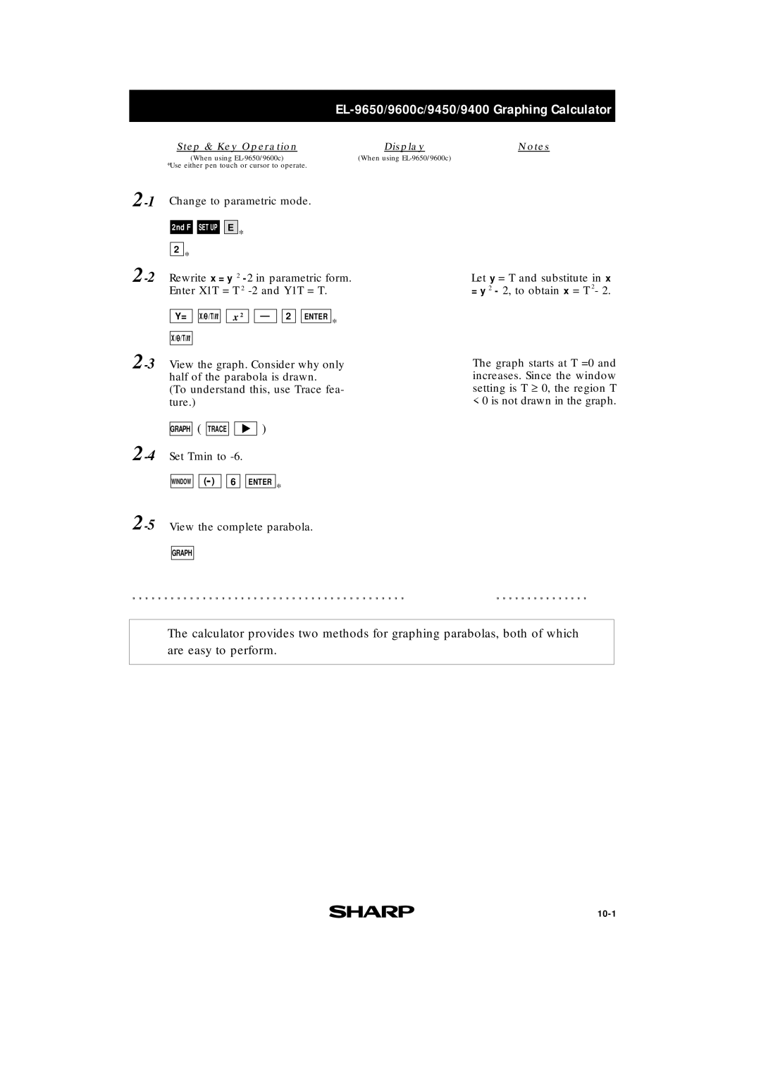 Sharp EL-9600c, EL-9400, EL-9650 manual 1Change to parametric mode 