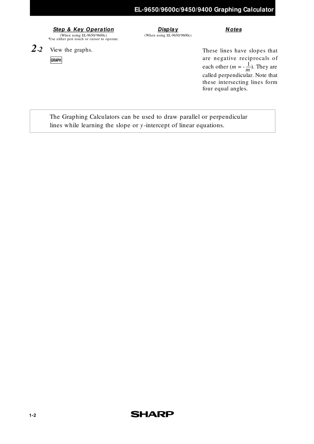 Sharp EL-9650, EL-9400, EL-9600c manual 2View the graphs 