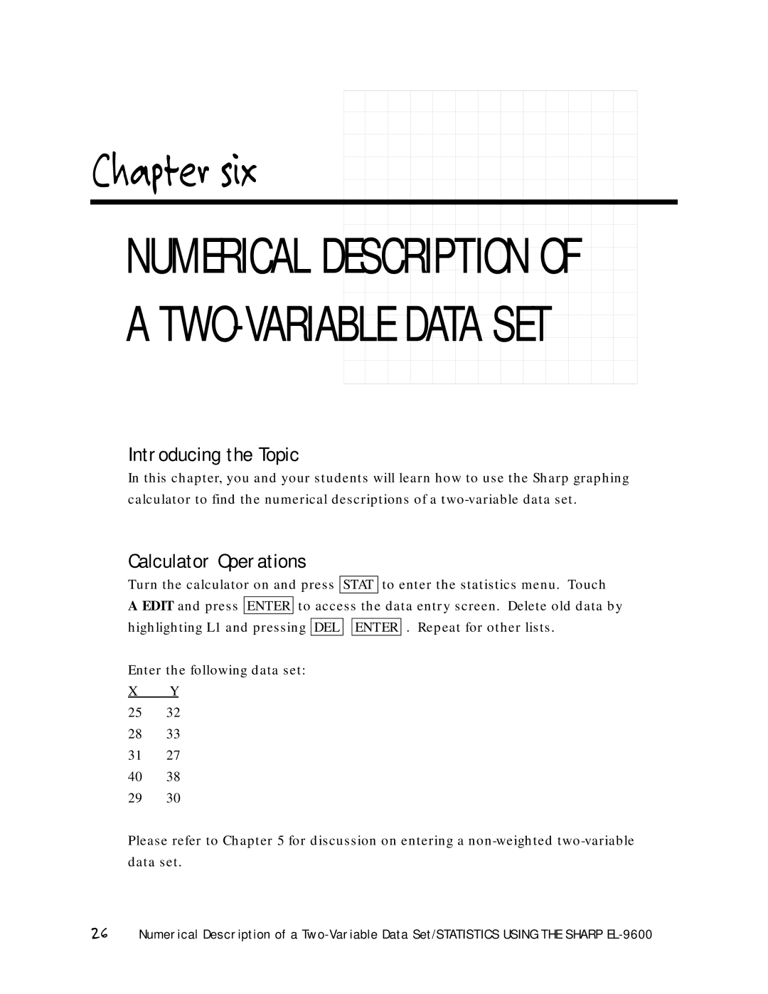 Sharp EL-9600 manual Chapter six 