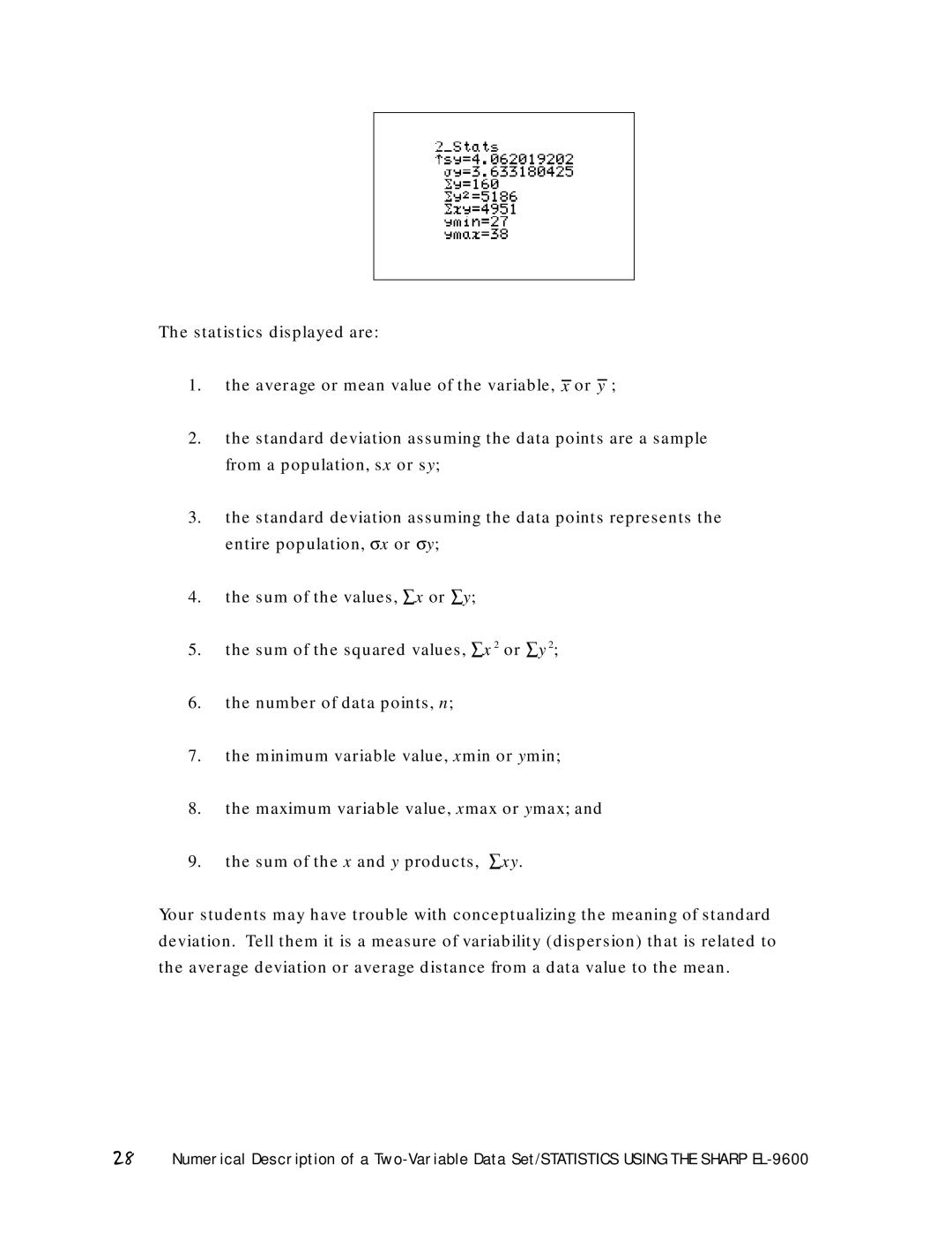 Sharp EL-9600 manual 