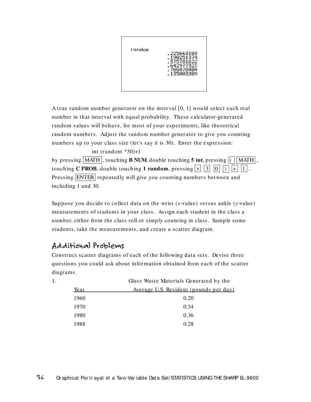 Sharp EL-9600 manual Additional Problems 