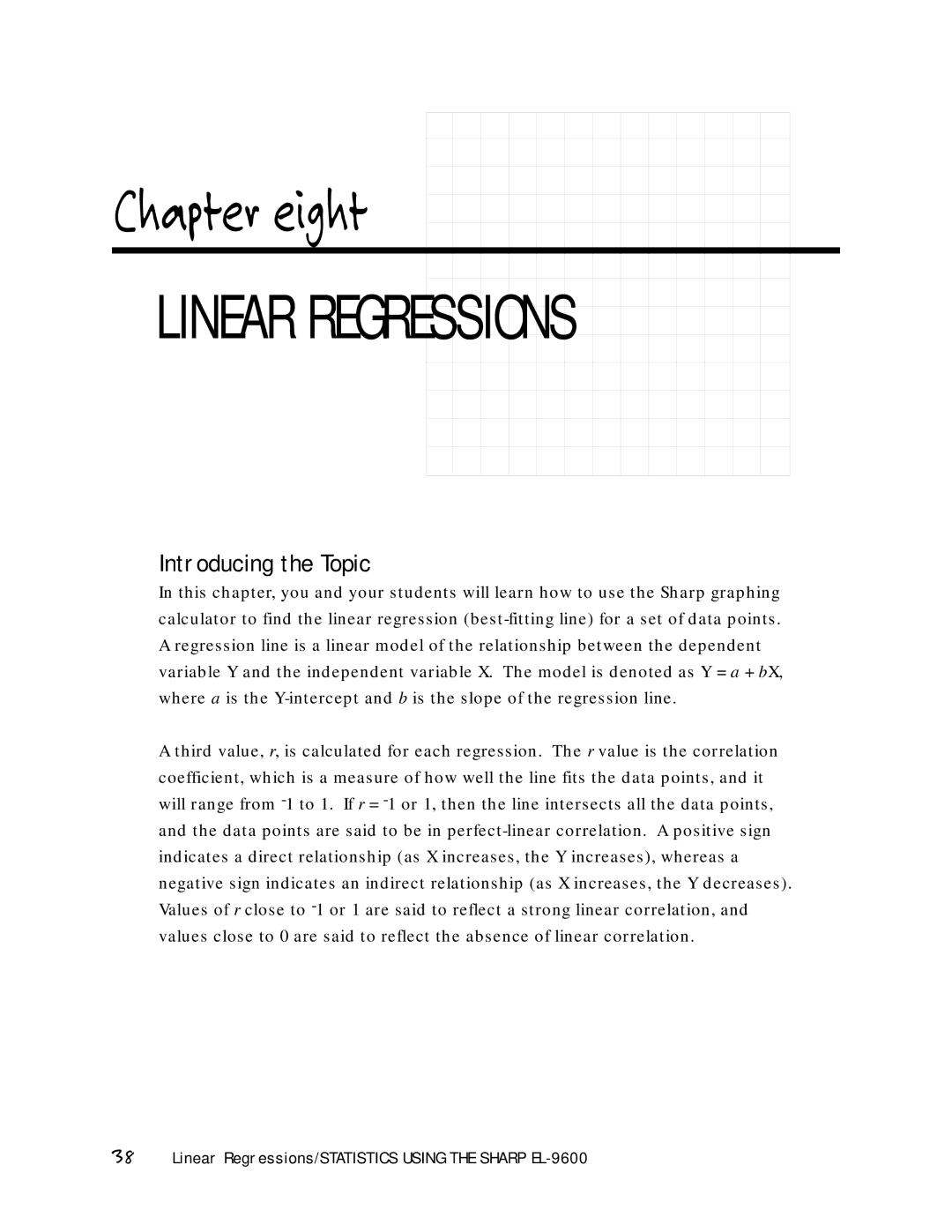 Sharp EL-9600 manual Linear Regressions 