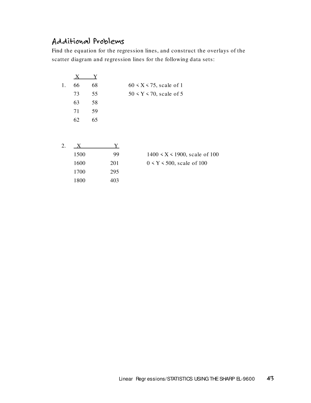 Sharp EL-9600 manual Additional Problems 