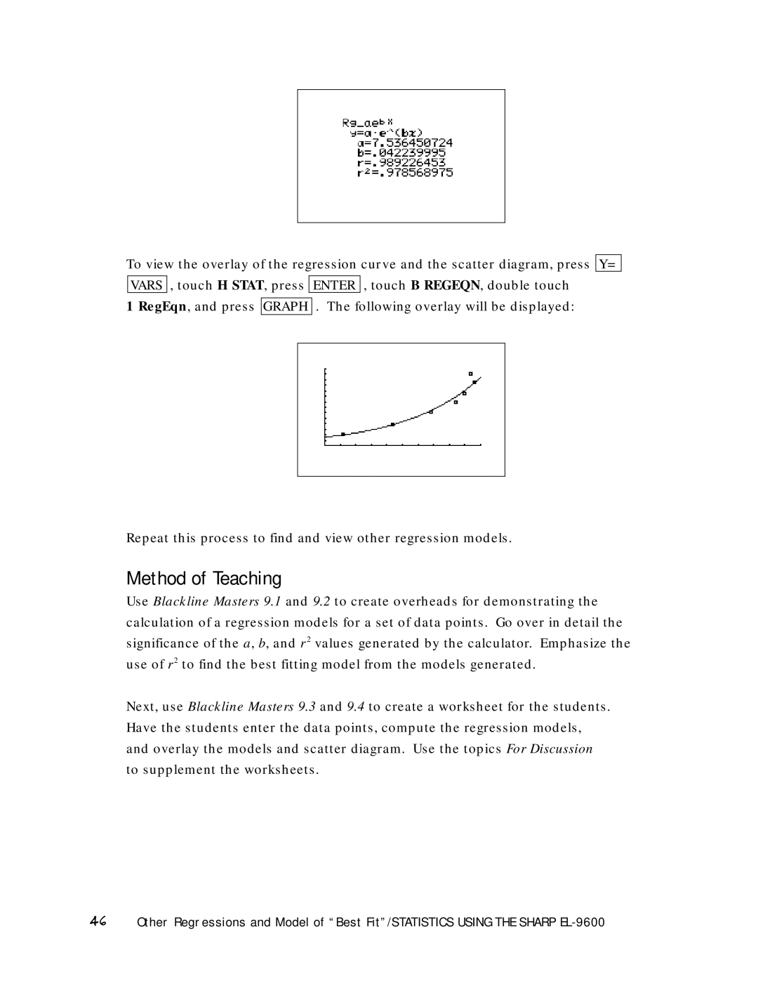 Sharp EL-9600 manual Method of Teaching 