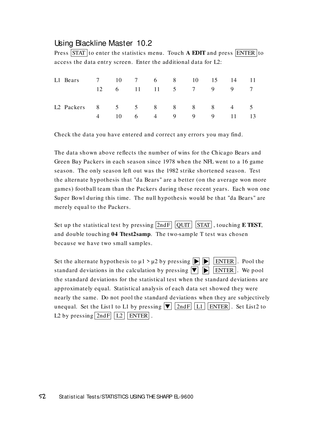 Sharp EL-9600 manual Using Blackline Master 