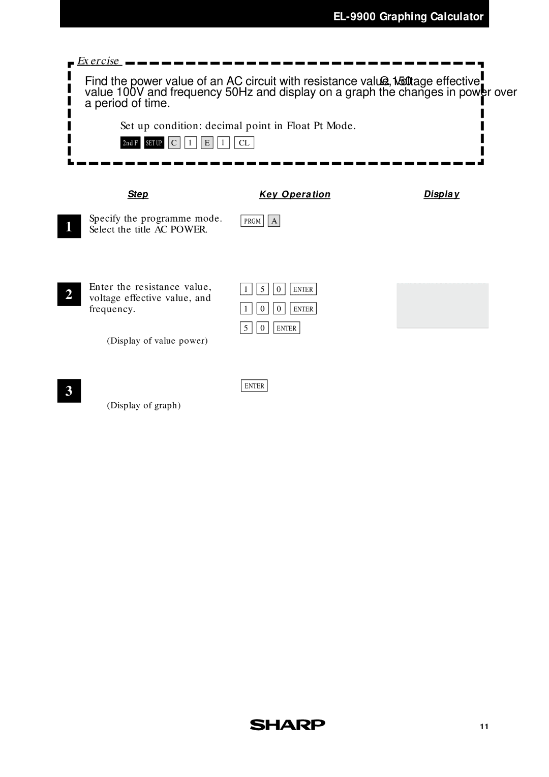 Sharp EL-9900 manual Display of value power 