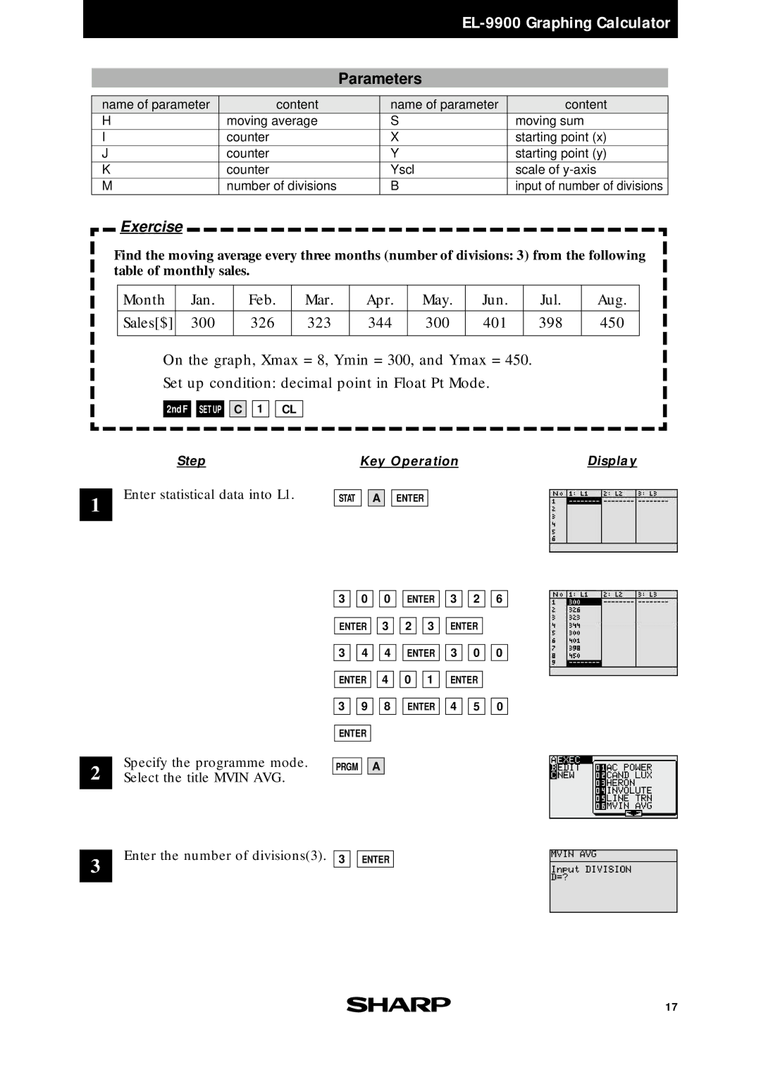 Sharp EL-9900 manual Parameters 