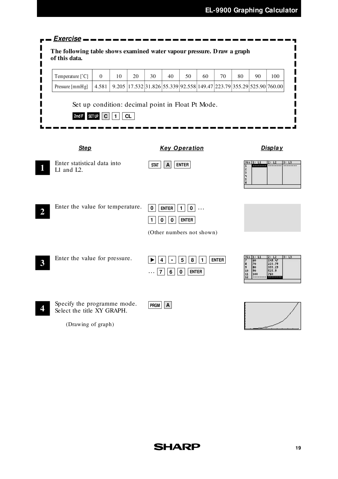 Sharp EL-9900 manual Enter the value for pressure 