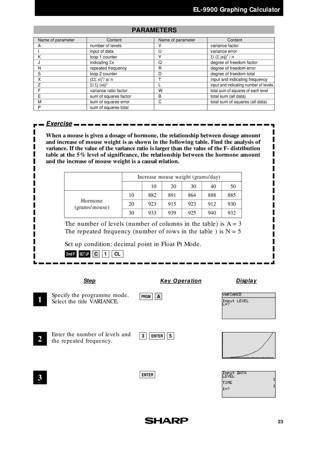 Sharp EL-9900 manual Select the title Variance 