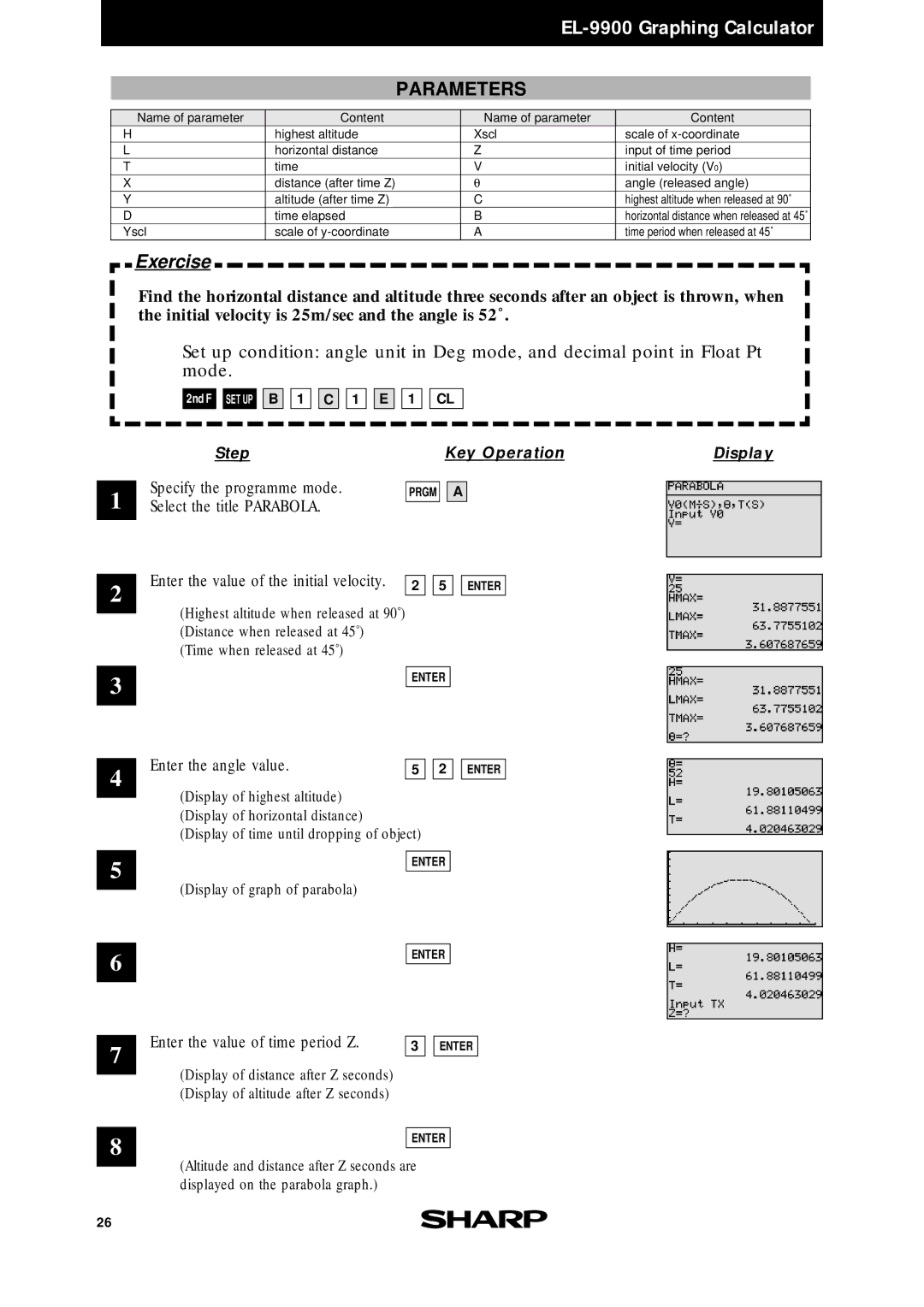 Sharp EL-9900 manual Enter the angle value 